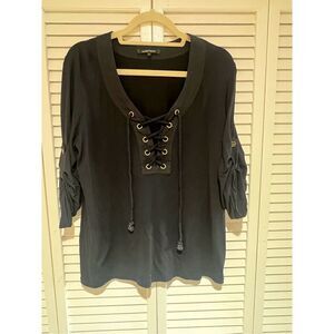 Nanette Lepore Lace Up Top - Black